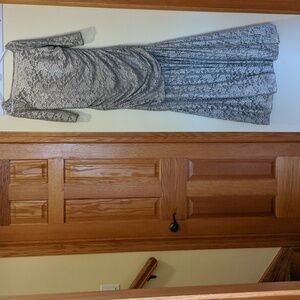 Teri Jon Gray Lace 4/3 Sleeve Dress size 12